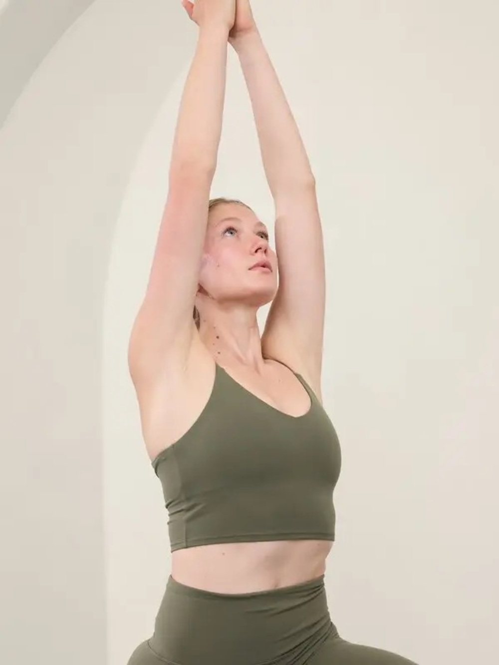 Athleta Elation V Neck Cropped Cami Moss